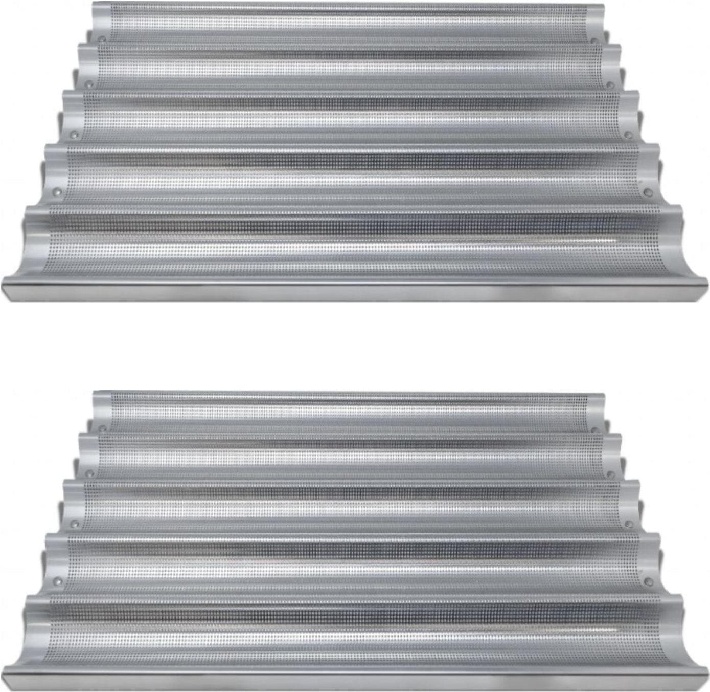 26″ x 18″ Baguette/French Bread Pan, Glazed Aluminum, 5-Loaf 26″ x 3″ Compartments
