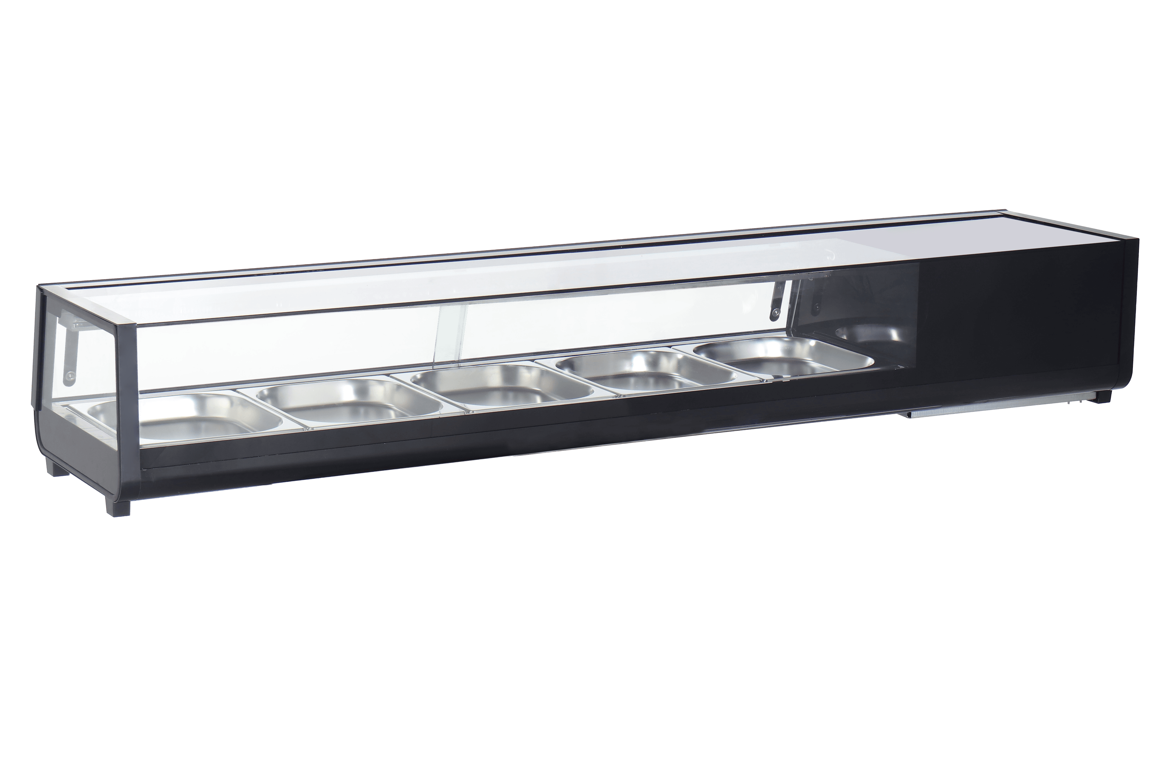 71" Refrigerated Flat Glass Sushi Display Case, 4.7 cu.ft. (132 L), Black