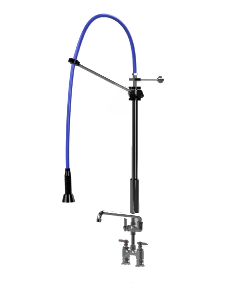 HIMI Products – Instinct Pre-Rinse Faucet Unit with 60″ Hose, Wall Mount Bracket, 4″ Deck Mount Faucet + 12″ Add-On Faucet – IF6000-4DAF