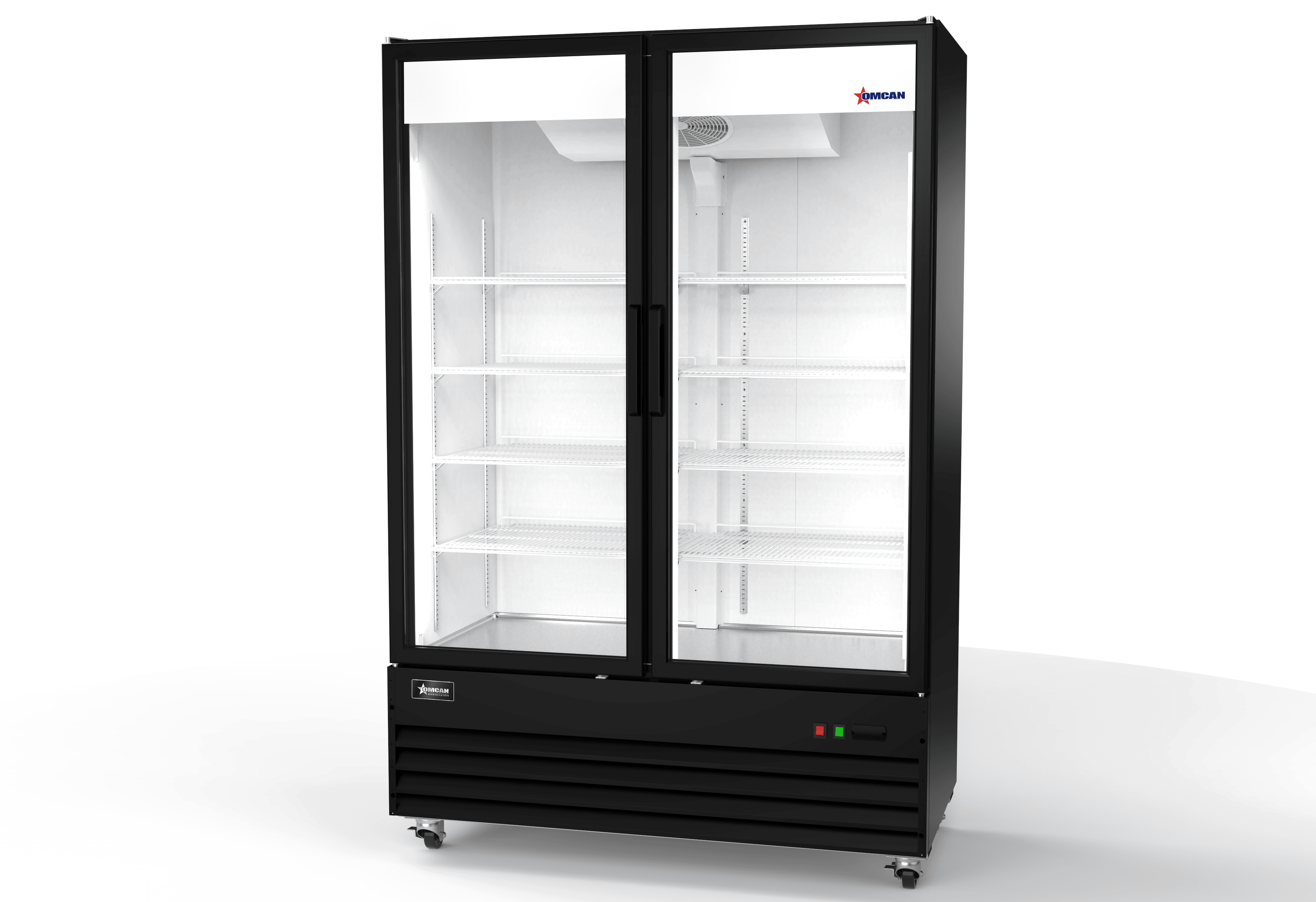 54" Two (2) Glass door Display Refrigerator, 35.5 cu.ft. (1005 L), Black