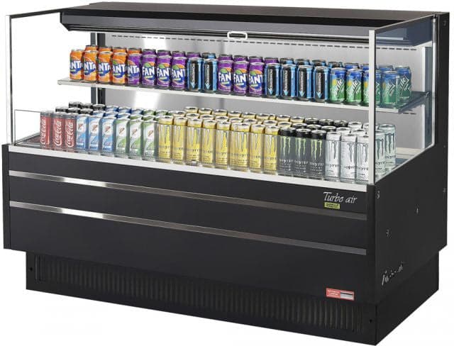 Turbo Air - 59" Black Horizontal Refrigerated Open Curtain Merchandiser with 1 Shelf - TOM-60L-UF-B-2S-N (ETA 5-6 Weeks)