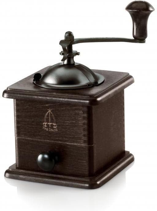 Dark Square Beech Wood and Steel Sheet Manual Traditional Coffee Grinder