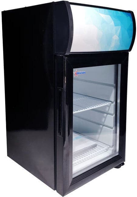 13″ One (1) Glass Door Countertop Display Refrigerator with Lightbox, 0.75 cu.ft. (21 Liter), Black