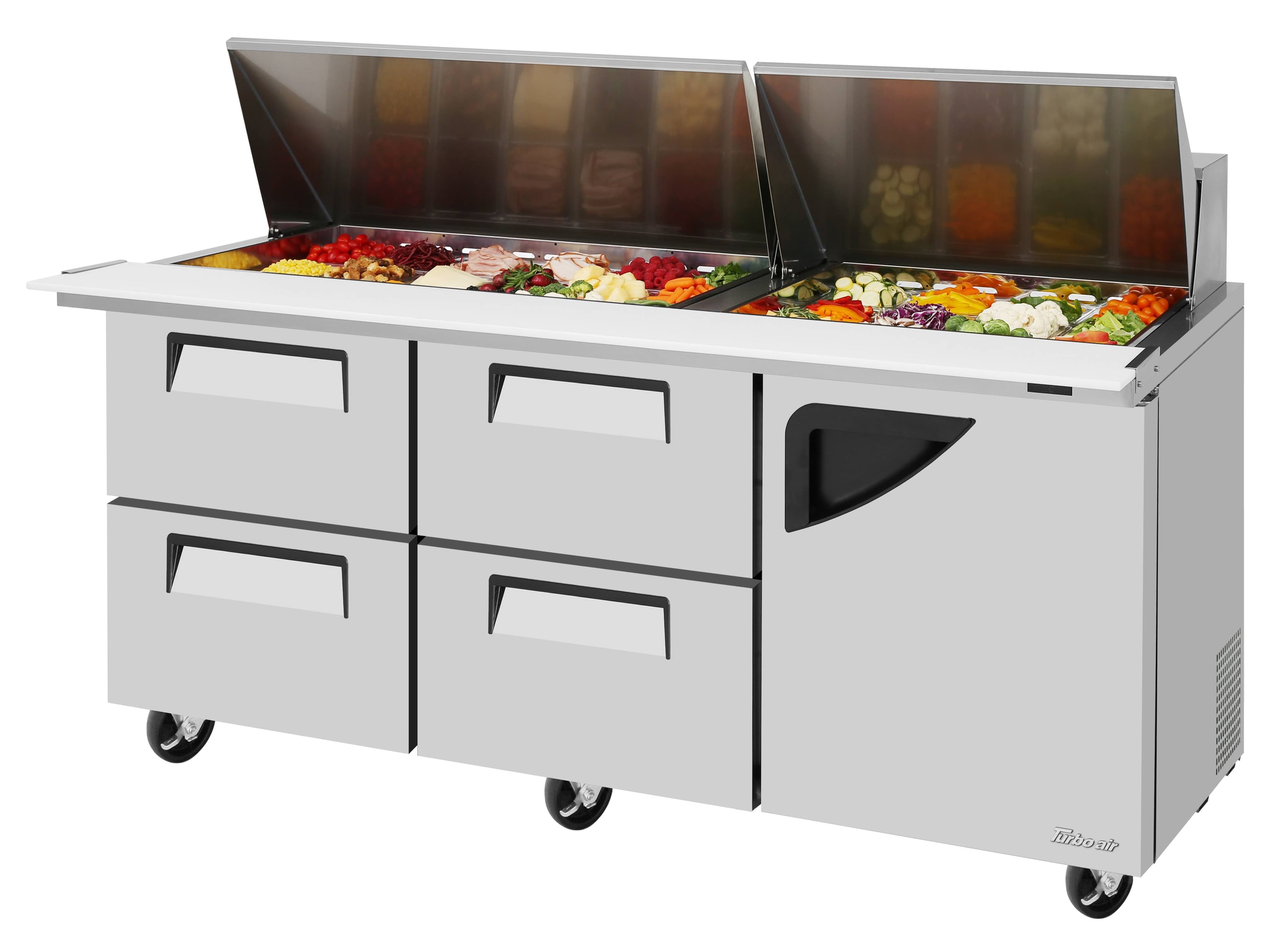 Turbo Air – Super Deluxe Sandwich/Salad Mega Top Unit, 72-5/8″ Wide – TST-72SD-30-D4R-N