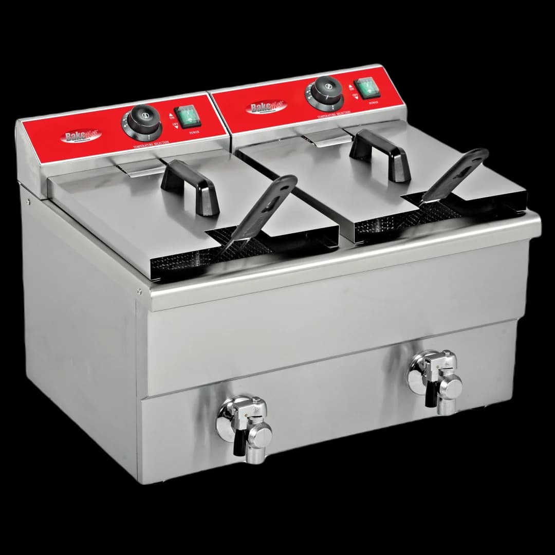 BakeMax BMFE020 Heavy Duty Countertop Double Mini Electric 12 Liter Fryer
