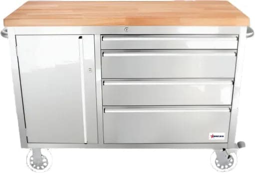 48" Mobile Working Bench with 4 Drawers and 1 Door