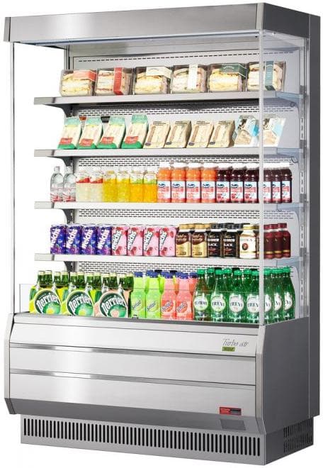 Turbo Air - 51" Silver Vertical Full Heights Open Display Merchandiser With 4 Shelves - TOM-50S-N (ETA 5-6 Weeks)