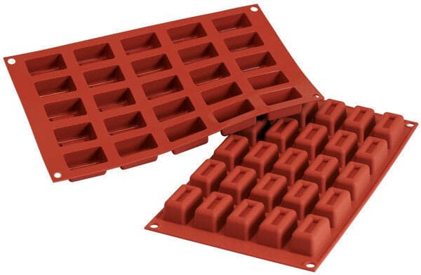 Silikomart – 1.6" x 0.9" x 0.8" Silicone 25 Compartment Small Lingotto Baking Mold – SF092