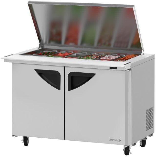 Turbo Air – Super Deluxe 48.25″ Two Solid Door Mega Top Refrigerated Sandwich Prep Table with Flat Lid and 18 Pan Opening – TST-48SD-18-N-FL (ETA 5-6 Weeks)
