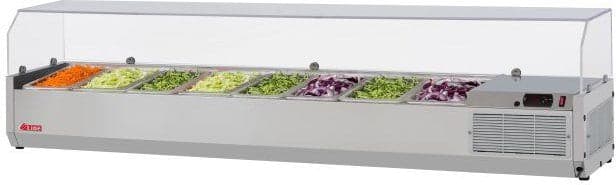 Turbo Air – E-Line 72″ Stainless Steel Refrigerated Countertop Salad Prep Table with Clear Hood – CTST-1800G-N (ETA 5-6 Weeks)