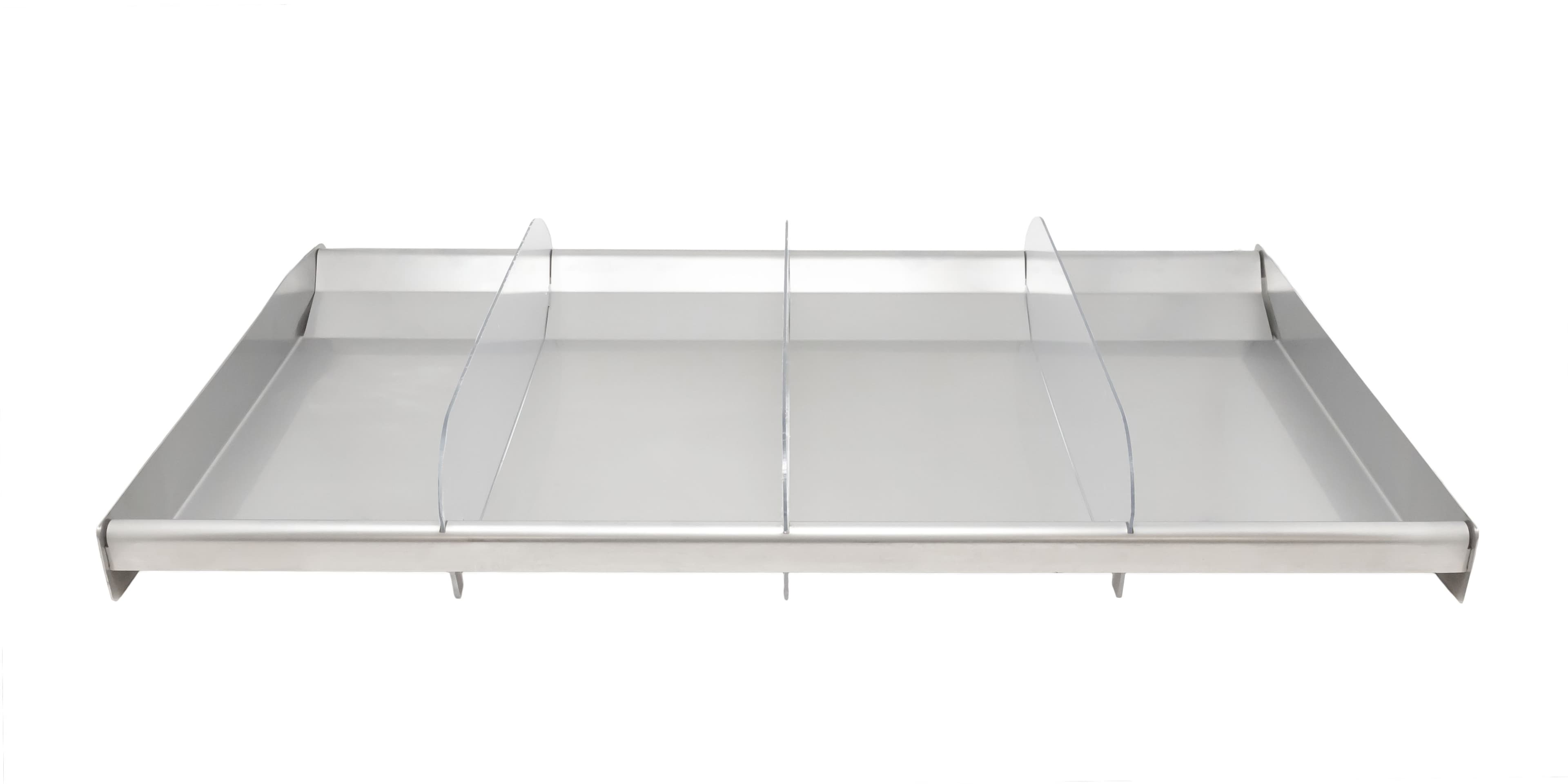 28.5″ x 16.75″ x 2″ Reversible Stainless Steel Tray with Clear Dividers