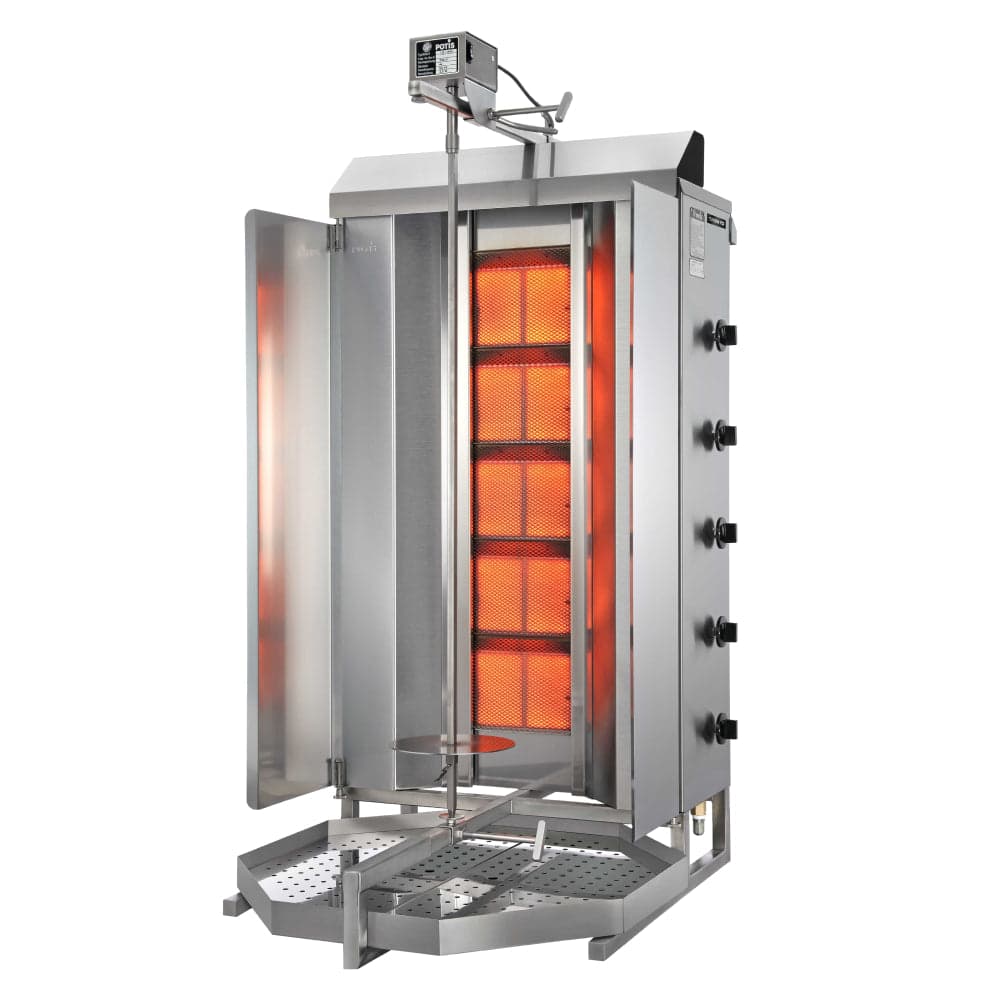 Trento MU-GD5 264.5 Lb. Natural Gas 5-Burner Vertical Doner Kebab Machine – 49162 – 47,500 BTU