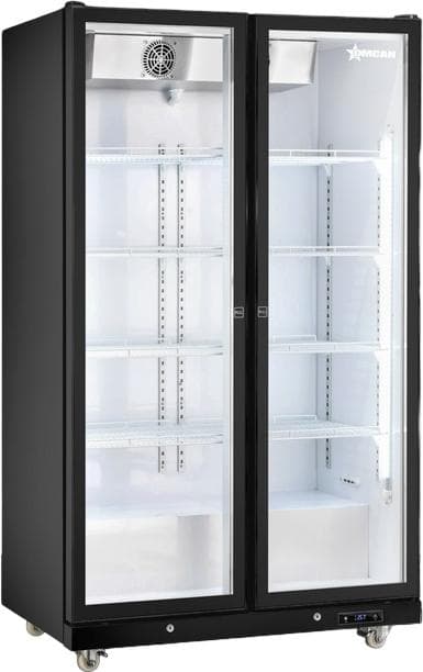 48” Two (2) Glass Door Display Refrigerator with LED Light, 35.5 cu.ft. (1000 L), Black