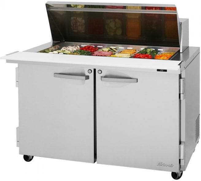 Turbo Air – PRO Series 48.25″ Silver Two-Section Mega Top Sandwich/Salad Prep Table with Side Breathing – PST-48-18-N (ETA 5-6 Weeks)