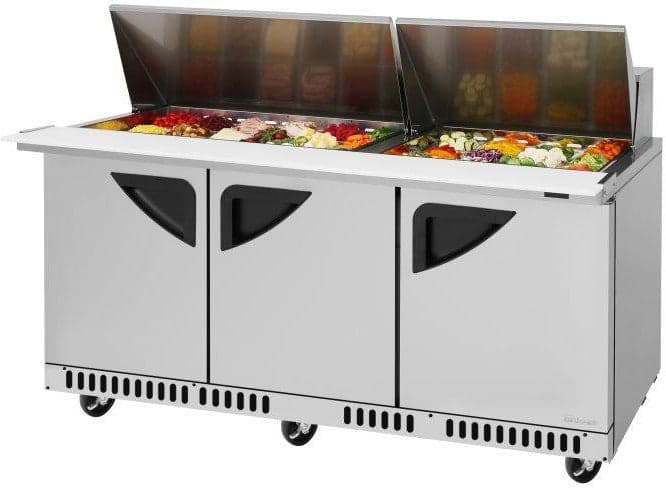 Turbo Air – Super Deluxe 72″ Refrigerated Sandwich Prep Table with Front Breathing and 3 Solid Doors – TST-72SD-30-FB-N (ETA 5-6 Weeks)