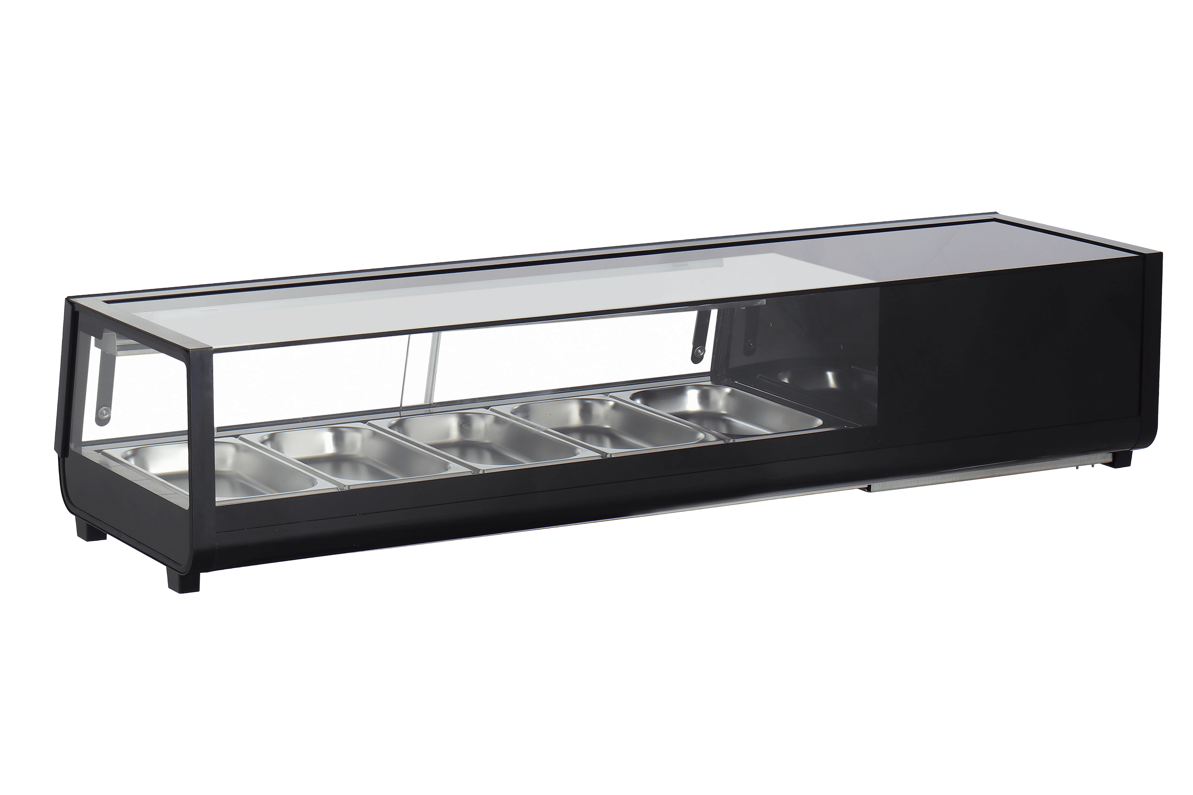54" Refrigerated Flat Glass Sushi Display Case, 1.8 cu.ft. (52 L), Black