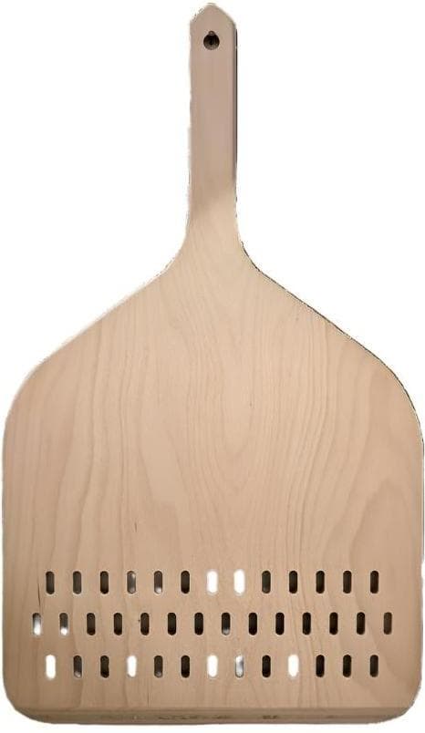 Linea Dori 14" Beech Wood Perforated Pizza Peel with Short Handle, 24” Total Length