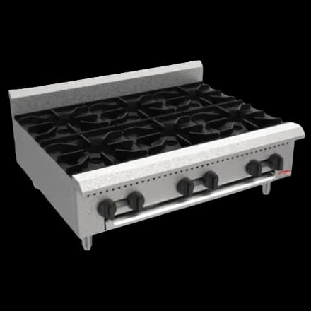 BakeMax America BAFA6M-36 Commercial Countertop 36 Inch Manual Gas Hot Plate