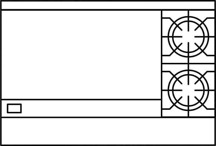 American Range -48" Stainless Steel Green Flame Ranges 36" Griddles, 2 Burners With Standard Oven With Storage Base - ARGF-36G-2B-126