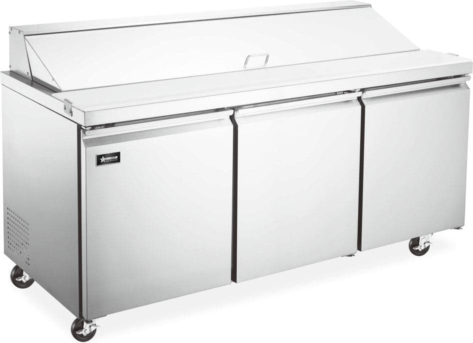 71″ Three (3) Door Mega Top Refrigerated Prep Table, 19.5 cu.ft. (552 L), Stainless Steel