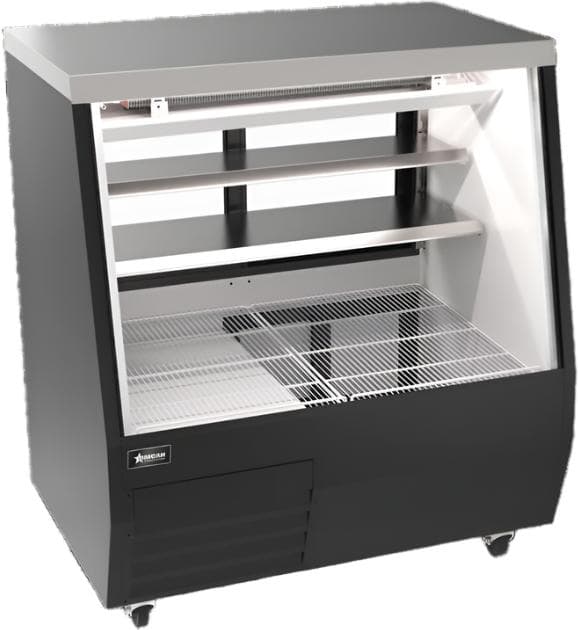 50” Square Glass Refrigerated Double-Duty Deli Case, 20.58 cu.ft. (583 L), Black