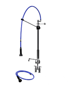 HIMI Products – Instinct Pre-Rinse Faucet Unit with 60″ Hose, Wall Mount Bracket, Vacuum Breaker, 6′ Extension Hose, 4″ Deck Mount Base Faucet + 12″ Add-On Faucet – IF6002-4DAF