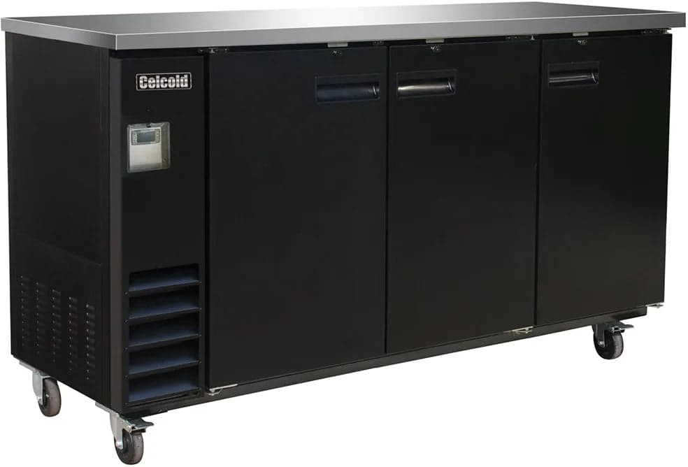 Celcold – 72″ Black Commercial Back Bar Refrigerator – CBB72B