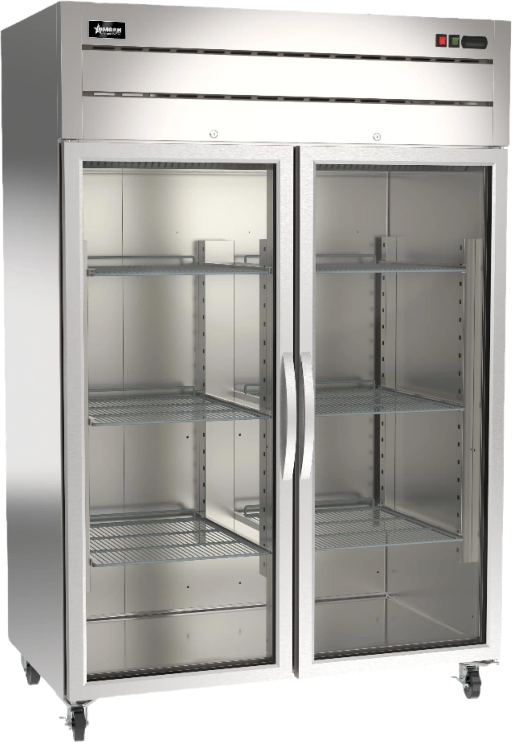 54″ Two (2) Glass Door Top Mounted Reach-In Refrigerator, 43.1 cu.ft. (1220 L), Stainless Steel
