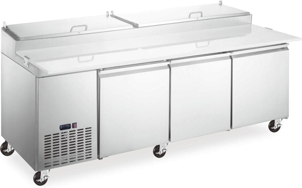 92″ Three (3) Door Refrigerated Pizza Prep Table, 24 cu.ft (680 L), Stainless Steel