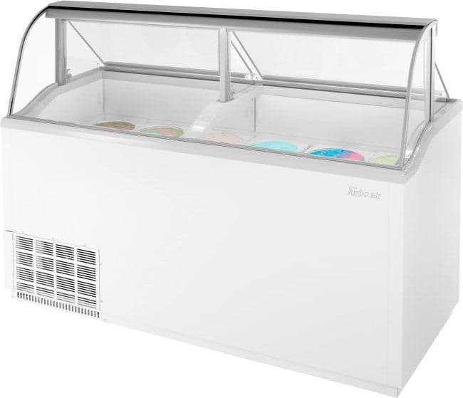 Turbo Air – 70″ White Low Curved Glass Ice Cream Dipping Cabinet – TIDC-70W-N (ETA 5-6 Weeks)