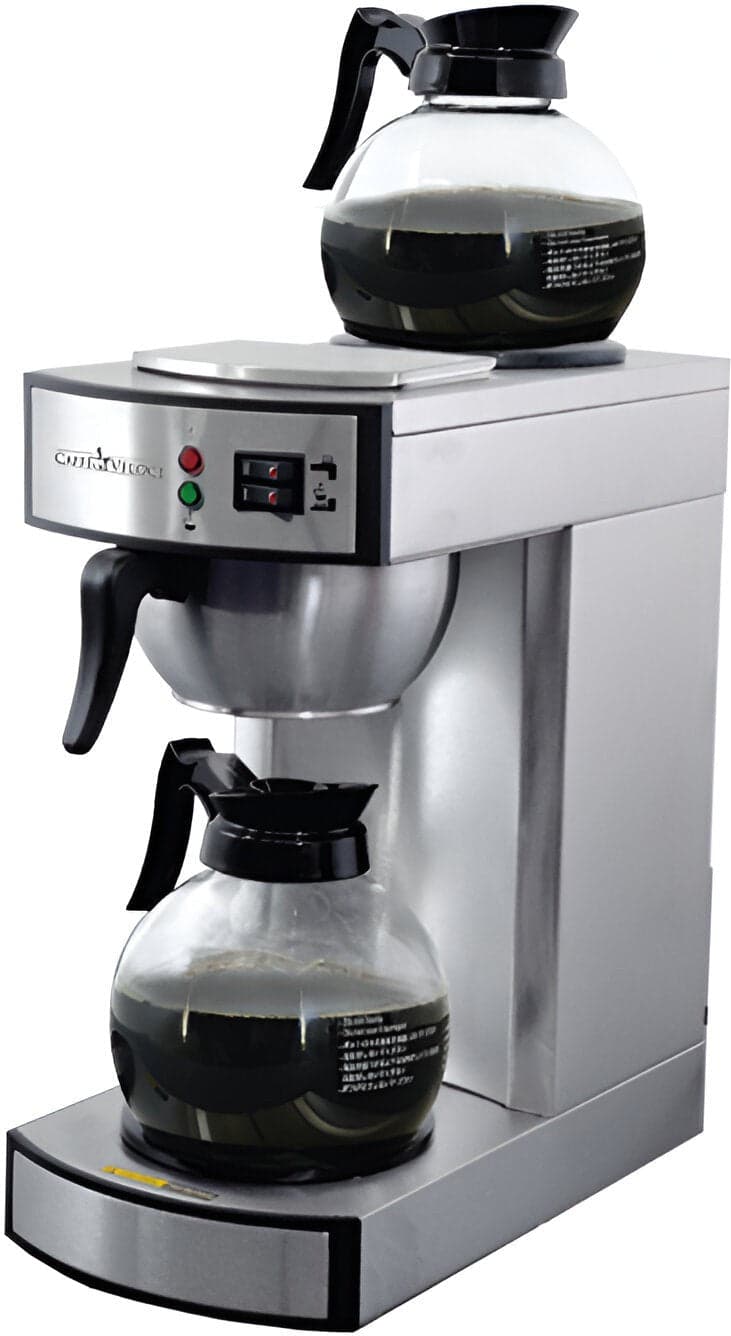 Stainless Steel Coffee Maker with 2 Glass Decanter – 2.2 L tank capacity