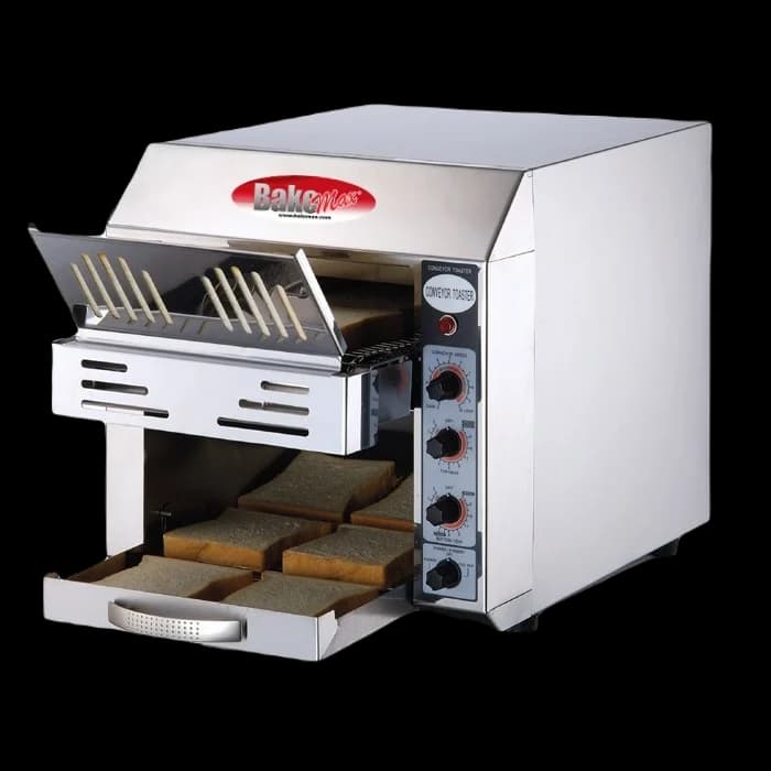 BakeMax BMCT300 Commercial Countertop Electric 2-Slice Wide Conveyor Toaster
