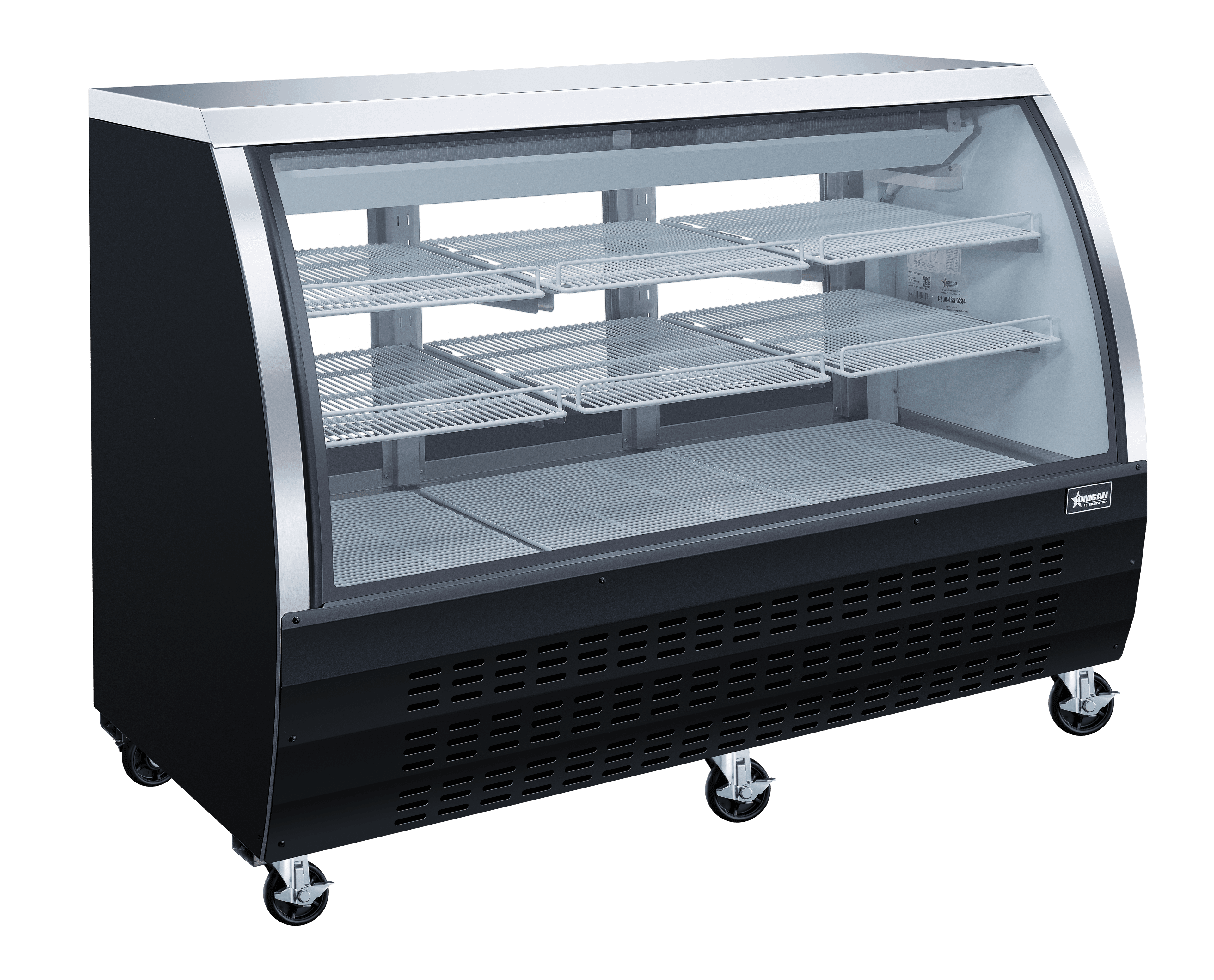 64″ Two (2) Shelf Floor Refrigerated Showcase, 22 cu.ft. (620 L), Black