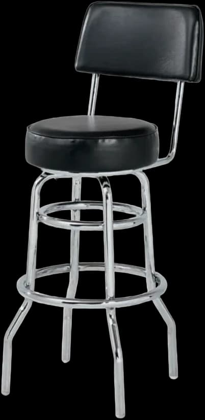 ATS SR-3 Round Seat Swivel Barstool with Framed Back, Double-Ring Chrome Base, Seat Attached