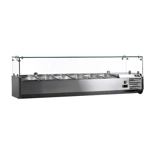 Omcan Refrigerated Topping Rail with Glass Guard
