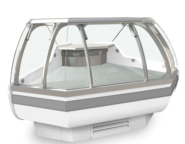 Igloo SAND90-OUT 54½″ Outside Corner Refrigerated Deli Case, Curved Lift-Up Glass