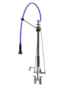HIMI Products – Instinct Pre-Rinse Faucet Unit with 54″ Hose, V Mount Bracket, Vacuum Breaker, 4″ Deck Mount Base Faucet + 12″ Add-On Faucet – IF5404-4DAF