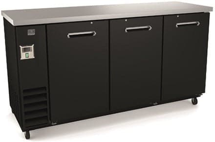 Kelvinator Commercial – 72″ Back Bar Refrigerator with 3 Black Solid Door – KCHBB72S