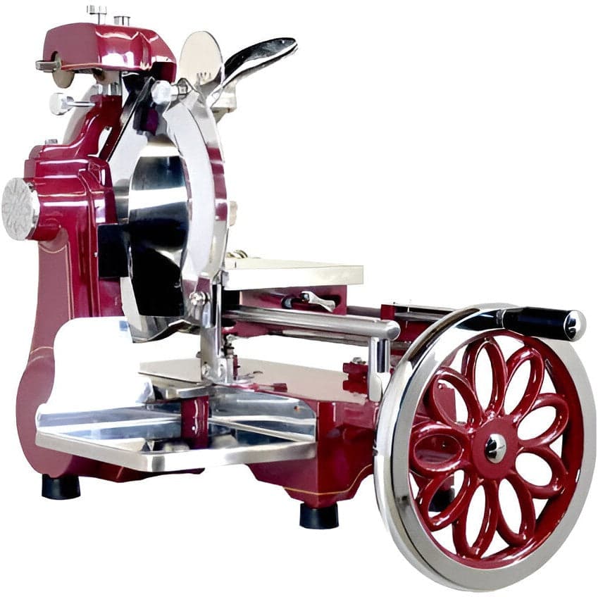 Trento Luxury Series 12″ Manual Volano Slicer with Flower Flywheel – Red