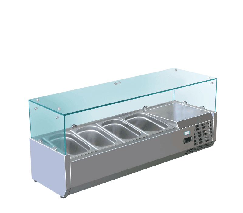 COLDZONE TR-60XG Refrigerated Topping Rail With Glass Guard