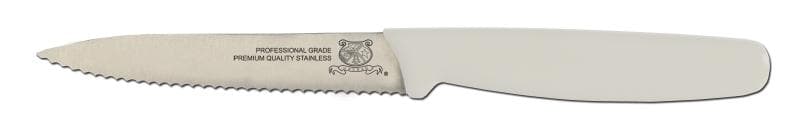 4" Serrated Paring Knife with White Polypropylene Handle