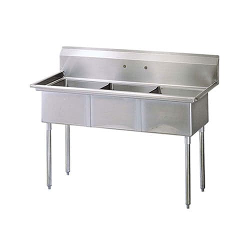 Thorinox TTS-2424-0 24″ x 24″ x 14″ Corner Drain Three Compartment Sink With No Drain Board