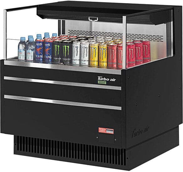 Turbo Air - 35" Low Profile Black Horizontal Refrigerated Open Curtain Merchandiser - TOM-36L-UF-B-1S (ETA 5-6 Weeks)