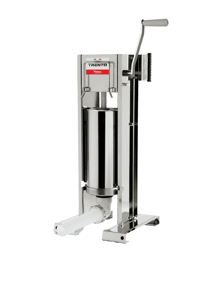 Trento Stainless Steel Manual Sausage Stuffer with 11lb / 5kg Capacity – 2-Speed Vertical and Horizontal Gear Drive