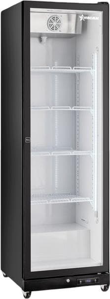 24” One (1) Glass Door Display Refrigerator with LED Light, 13.4 cu.ft. (380 L), Black