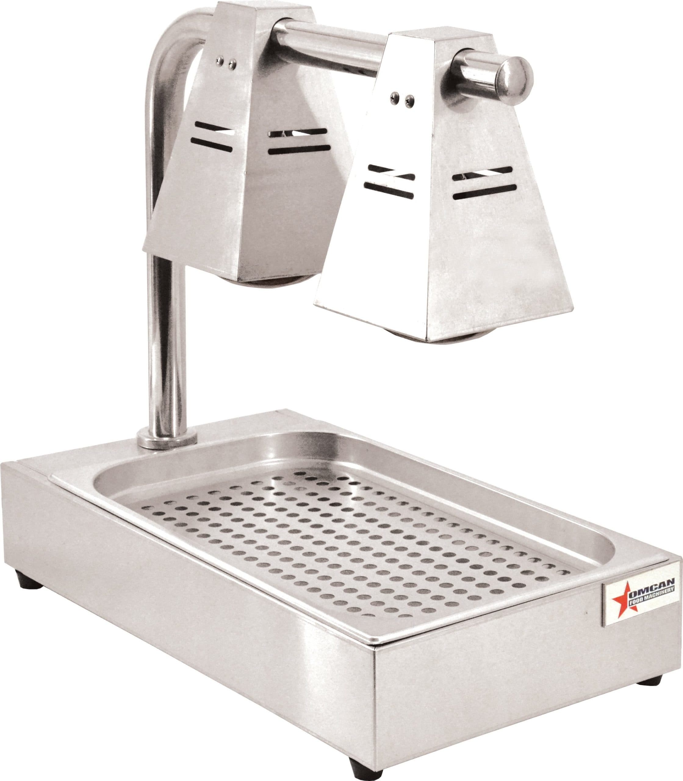 Commercial Fry Dump Holding Station Portable Electric Food Warmer 2 Infrared Bulbs Freestanding with Tray – 550W, 110V