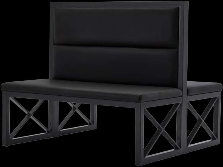 ATS Mission Style Metal Booth, Channel Back, Double, 47" L, Black