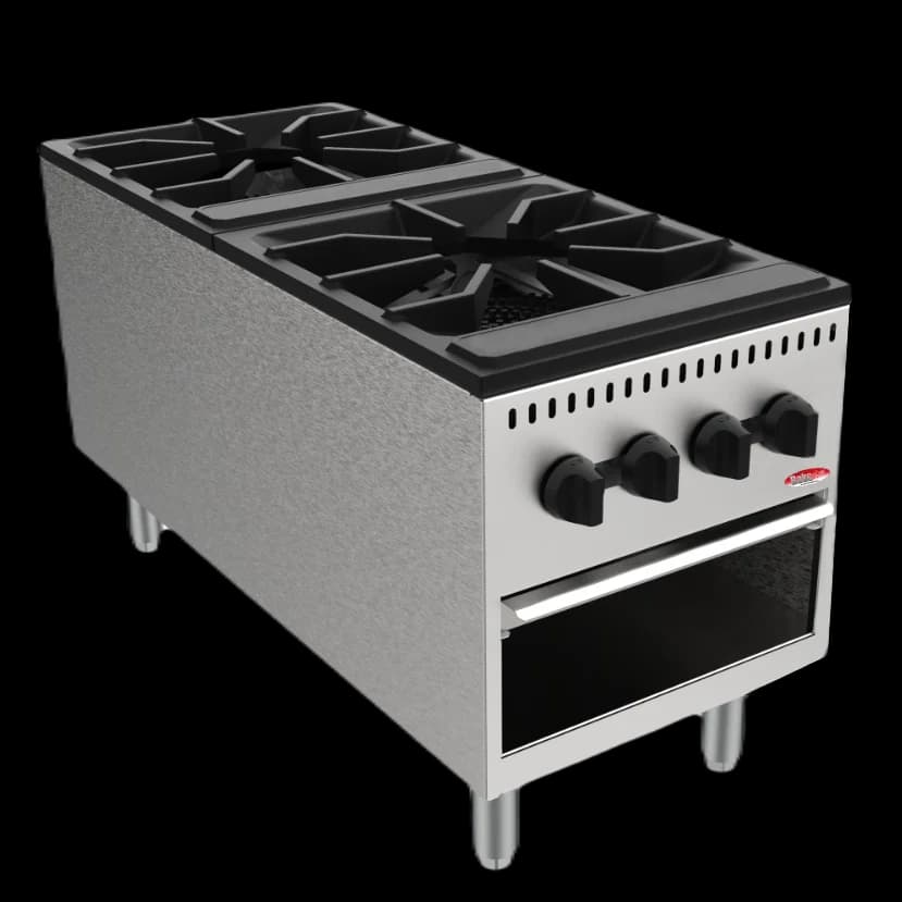 BakeMax America BASPS002 Commercial Countertop Dual Burner Manual Gas Stock Pot