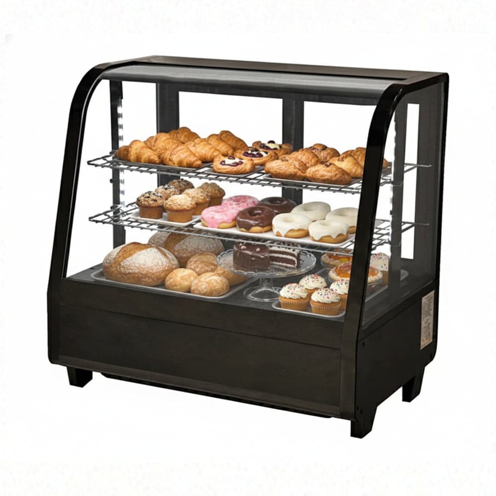 27” Two (2) Shelf Countertop Refrigerated Display, 3.5cu.ft. (100L), Black