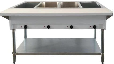58″ 4 Pan Open Well Electric Steam Table with Cutting Board and Adjustable Undershelf, 208-240 V, 1 Ph, 3 kW – 4 kW